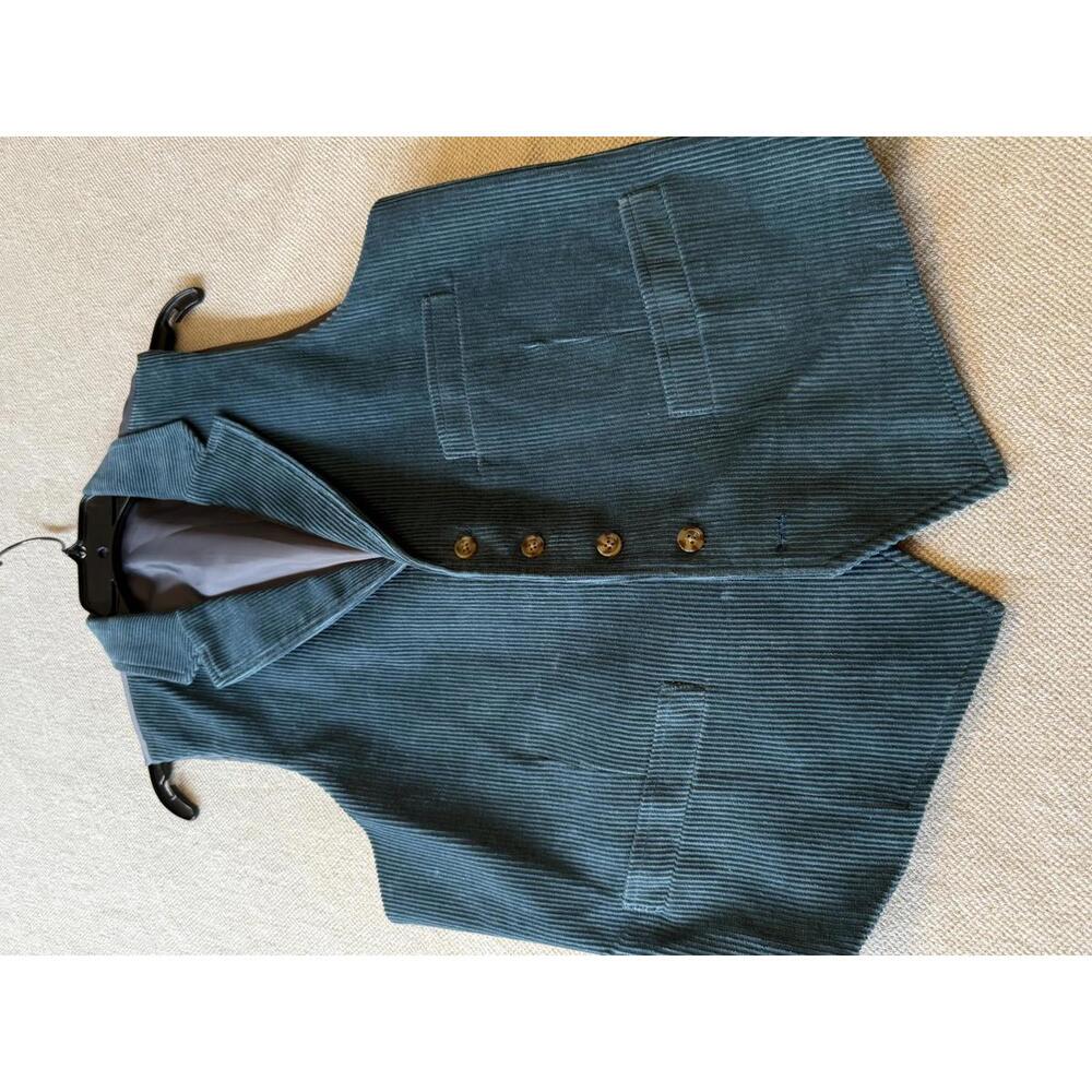 Men's Corduroy Vest in Teal Blue, Made in India